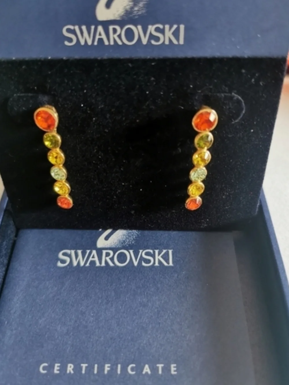 New Swarovski Crystal Multicolor Drop Statement Piece Earrings Bridesmaid Classy - Picture 6 of 8